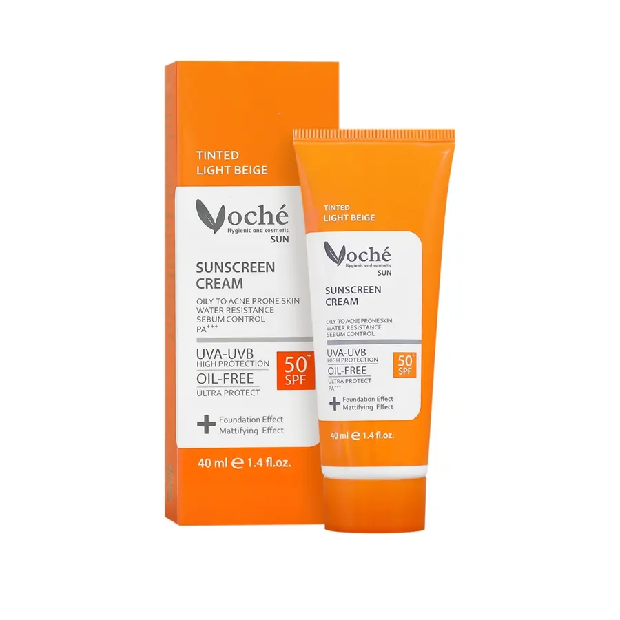کرم ضد آفتاب رنگی SPF50 پوست چرب و مستعد آکنه بژ روشن وچه